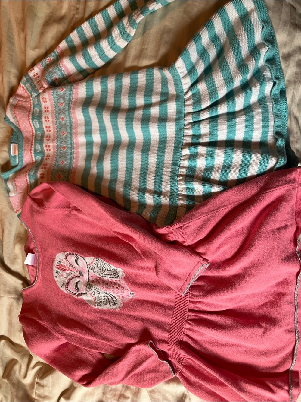 Gymboree Pink Dress and Teal-White Striped Dress